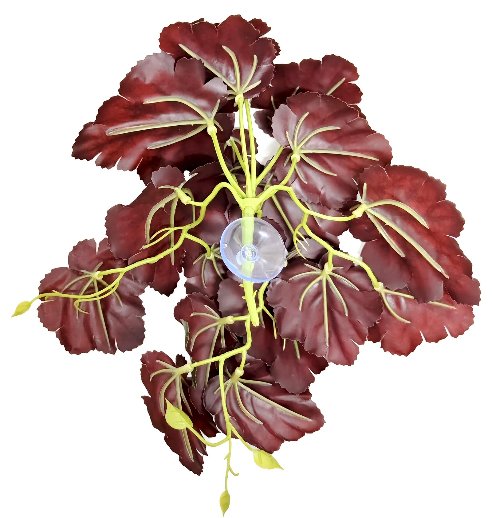 Woyrise Reptile Plants - 2 Pack Green Heuchera Terrarium Hanging Vines with Suction Cups for Bearded Dragon, Lizard, Snake, Gecko, Frog & Hermit Crab - Natural Amphibian Habitat Decor for Reptile Tanks - Perfect for Jungle Themed Enclosures & Bioactive Vivariums