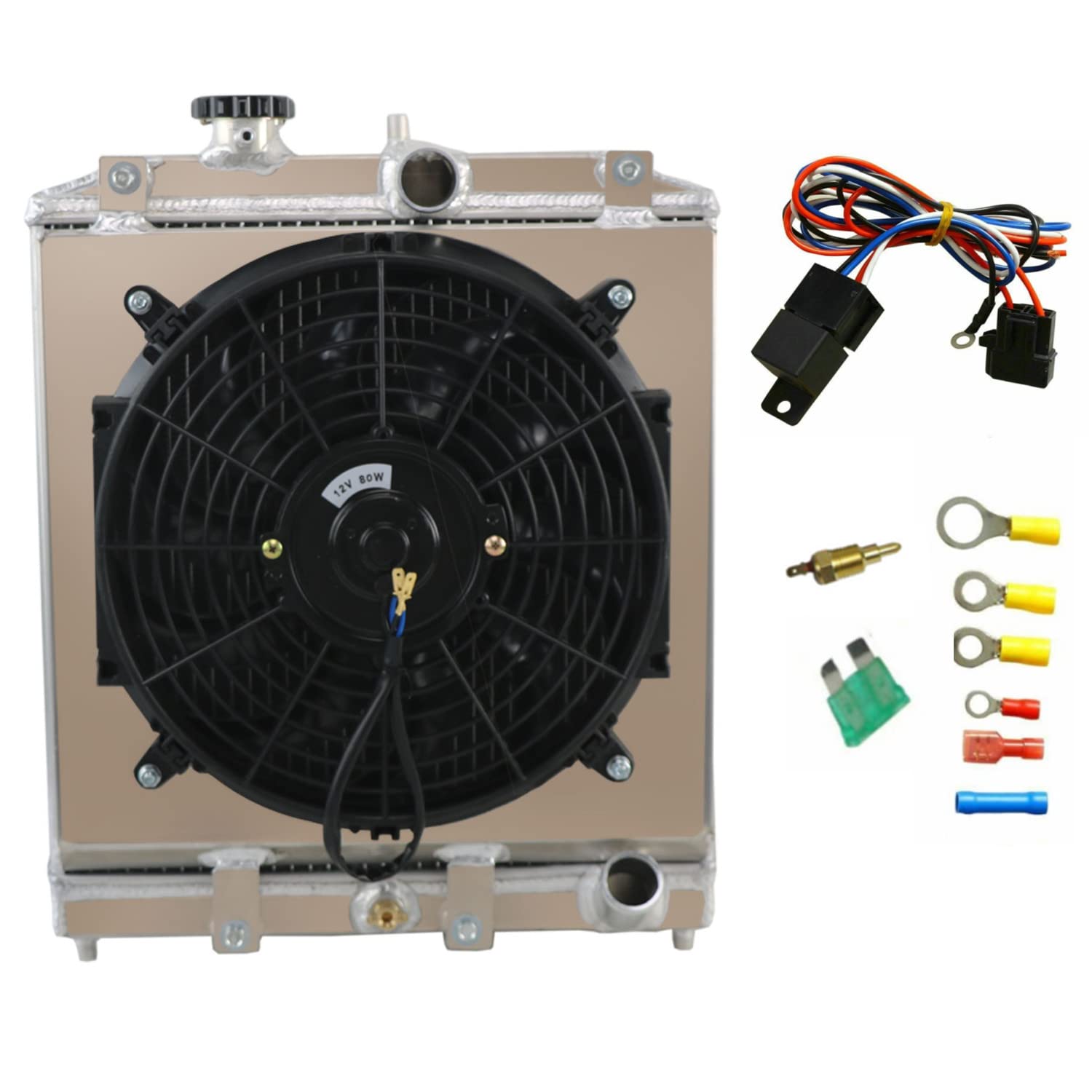 High-Performance Aluminum Radiator for 1992-2001 Honda Civic Del Sol & Acura Integra (1.5L 1.6L 1.8L L4) - 2 Row Core with Cooling Fan & Relay Kit | Perfect for Daily Driving & Performance Upgrades