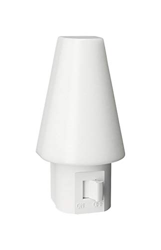 Manual LED Switch Night Light - White, Energy-Efficient Plug-in Nightlight for Bedroom, Hallway, Bathroom & Nursery