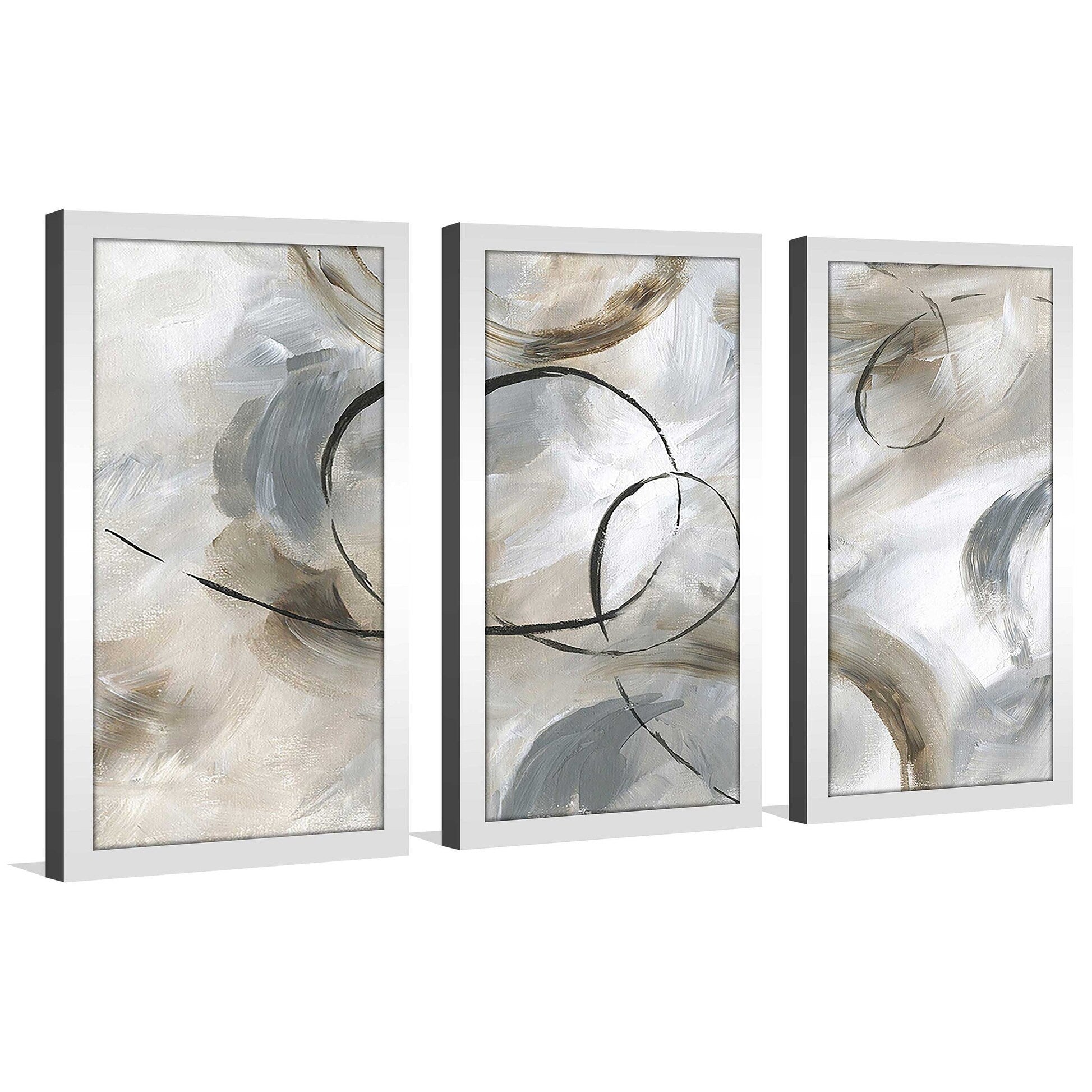 Allegro 3-Piece Modern Acrylic Wall Art Set - Abstract Print Home Decor for Living Room, Bedroom & Office