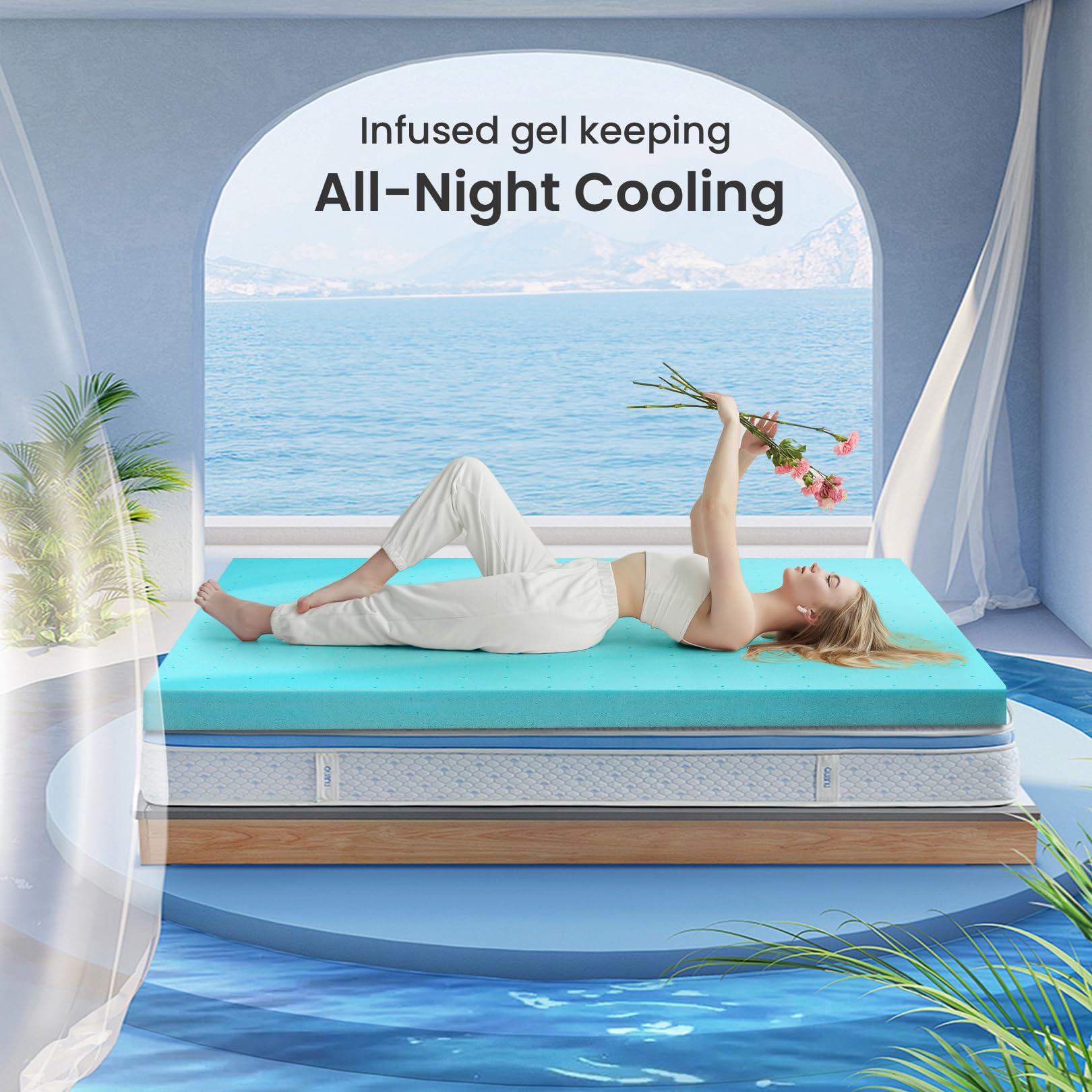 2 Inch Gel-Infused Memory Foam Mattress Topper Twin Size - CertiPUR-US Certified Pressure Relief Bed Topper for Back Pain | Perfect for Bedroom, Guest Room, Floor Mattress, Camping & RV Use
