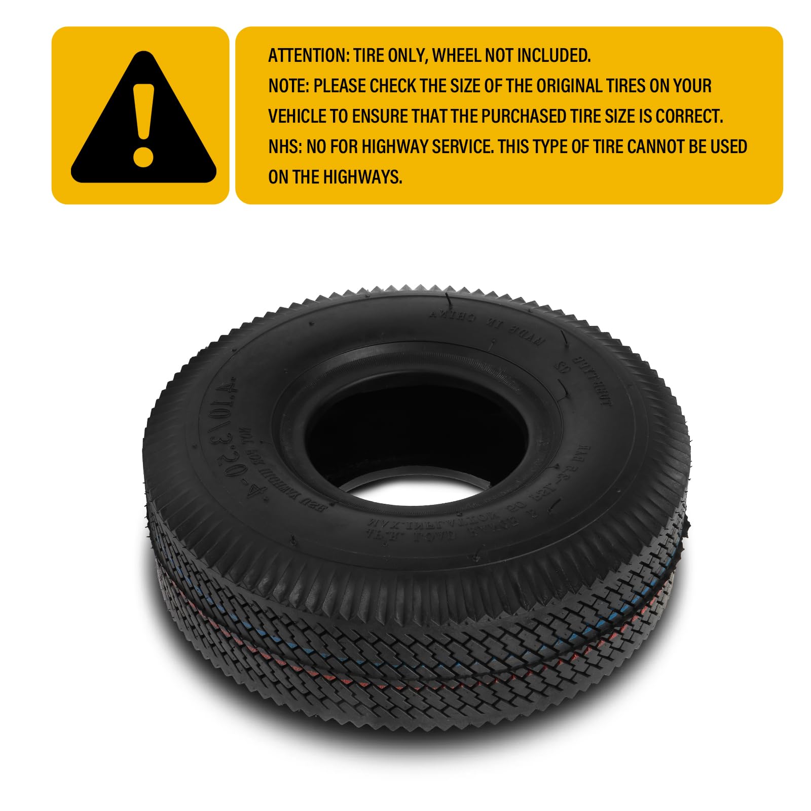 AutoForever 4.10/3.50-4 Turf Tires - Set of 2 (4PR) for Garden Lawn Mowers, Tractors & Golf Carts - Perfect for Landscaping, Yard Work & Golf Course Maintenance