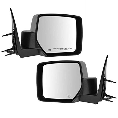 Compatible with 2008-2012 Jeep Liberty Power Heated Rear View Mirror with Memory Function - Textured Black Pair for Enhanced Visibility & Safety in All Weather Conditions
