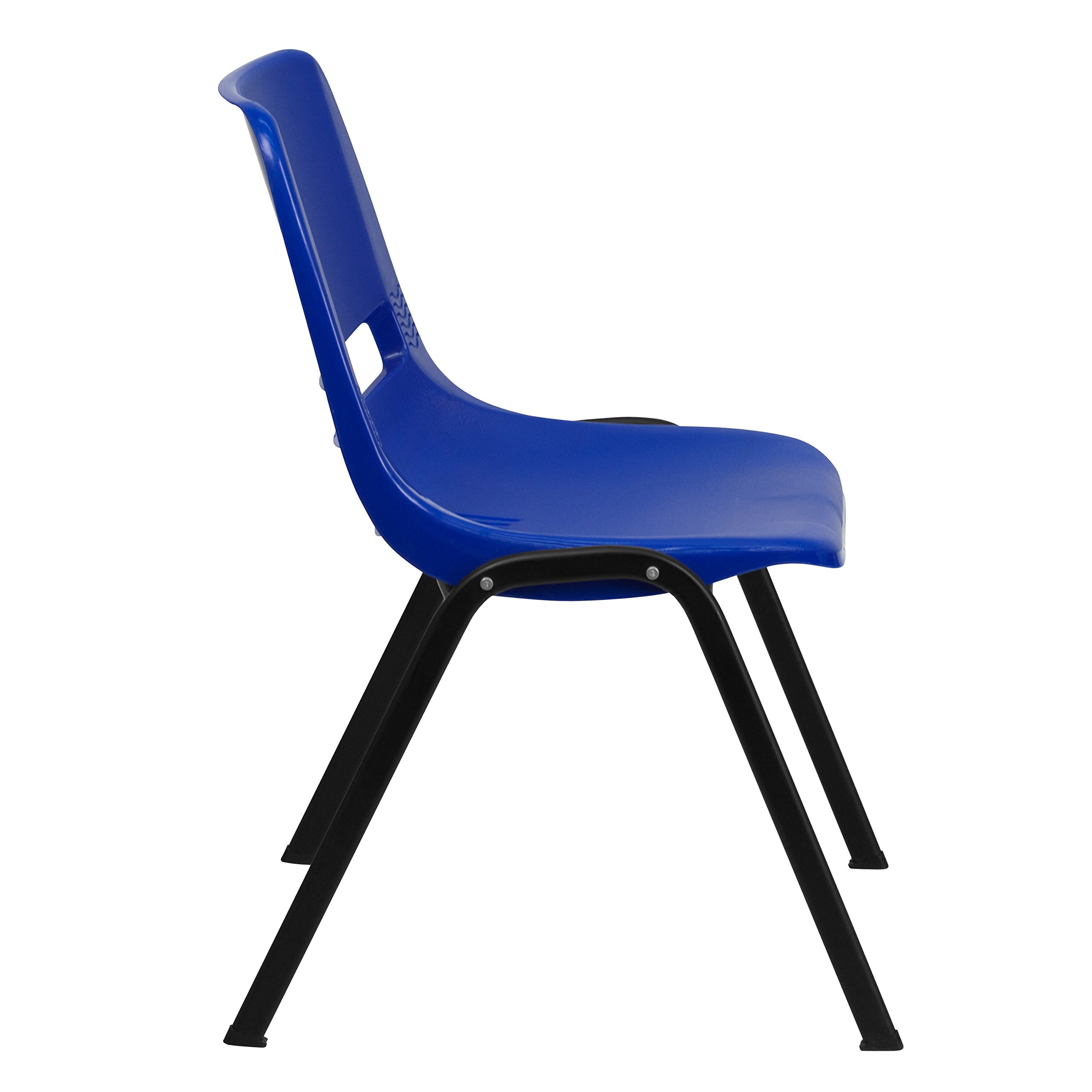 EMMA + OLIVER Navy Blue Ergonomic Shell Stack Chair with Black Metal Frame - 16