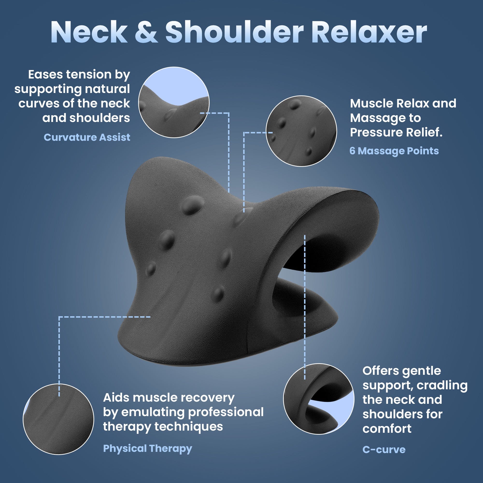 Dr Trust USA Neck Stretcher - Cervical Traction Device for Neck & Back Pain Relief, Posture Corrector & Spine Alignment Tool - Shoulder Relaxer for Office Workers & Gamers - Perfect for Home & Travel Use