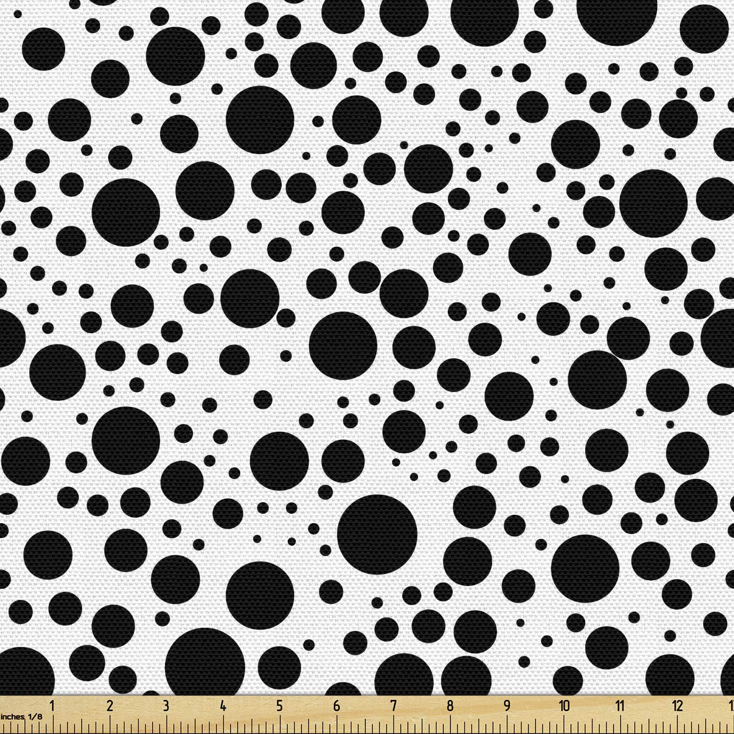 Ambesonne Black and White Polka Dot Fabric by The Yard - Small & Large Dots Upholstery Material for Sofa, Curtains, Pillows - Decorative Home Decor Fabric for DIY Projects & Crafting (Black/White)