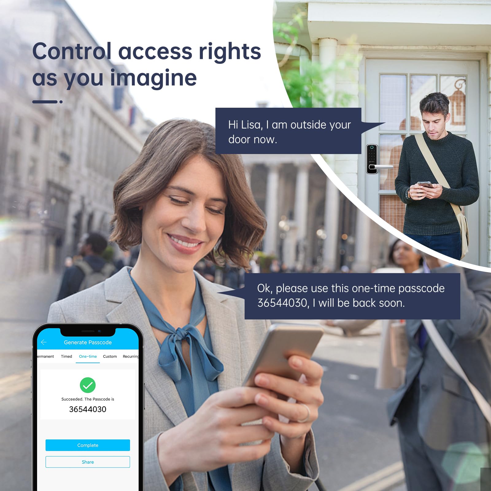 Smart Door Lock with Handle - Keyless Entry Fingerprint & Keypad Door Lock - WiFi & APP Control - Easy Installation - Gateway Included - Secure Front Door for Home & Office Use
