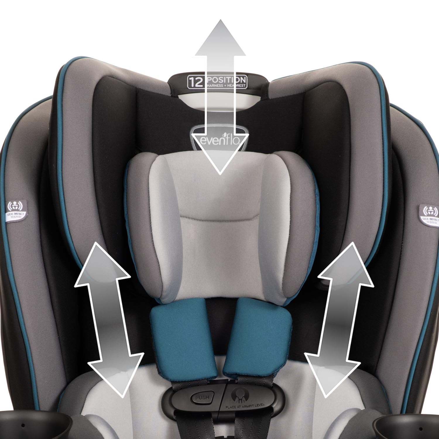 Evenflo EveryKid 3-in-1 Convertible Car Seat for Toddlers & Kids | Rear-Facing, Forward-Facing & Booster Mode | Ontario Gray | Safe & Comfortable for Long Rides & Travel