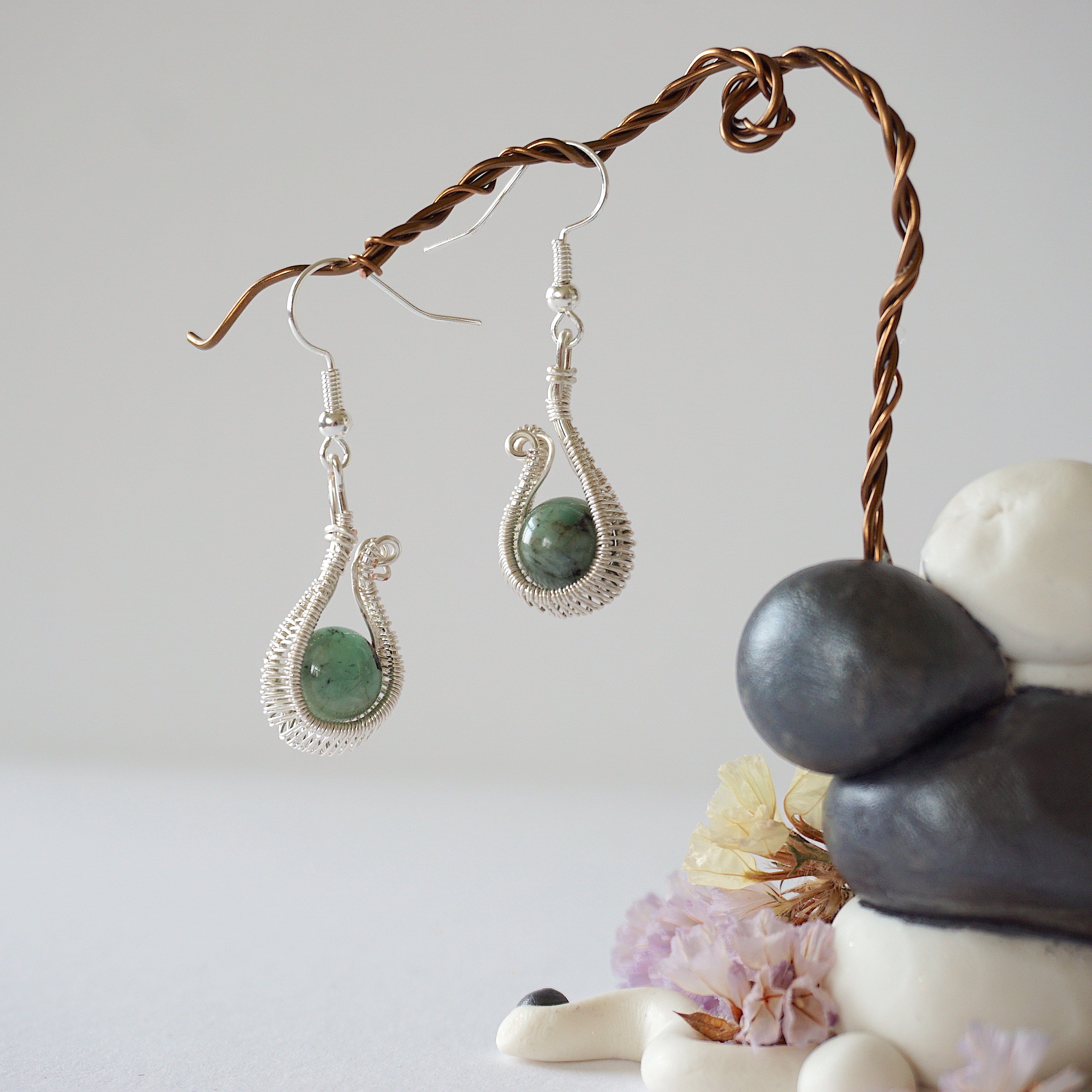 Emerald Cradle Hoop Earrings - Sterling Silver Plated Dangle Earrings for Women, Elegant Jewelry Gift for Birthday, Anniversary & Special Occasions