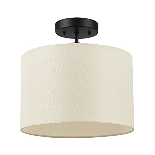 Globe Electric 69994 Jonas 1-Light Flush Mount Ceiling Fixture in Matte Brass - Modern Lighting for Bedroom, Hallway & Small Spaces