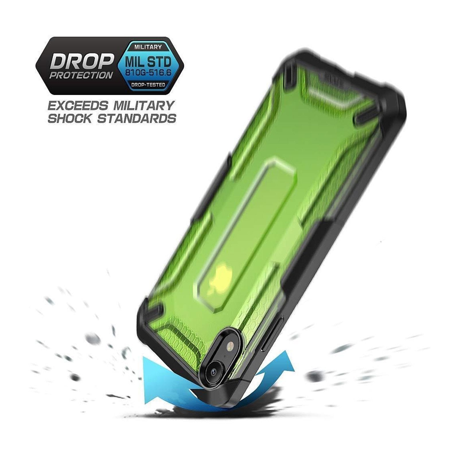 iPhone XR Unicorn Beetle Hybrid Bumper Case - Shockproof Protective Cover with Built-in Screen Protector (Green) - Perfect for Outdoor Activities, Travel & Daily Use