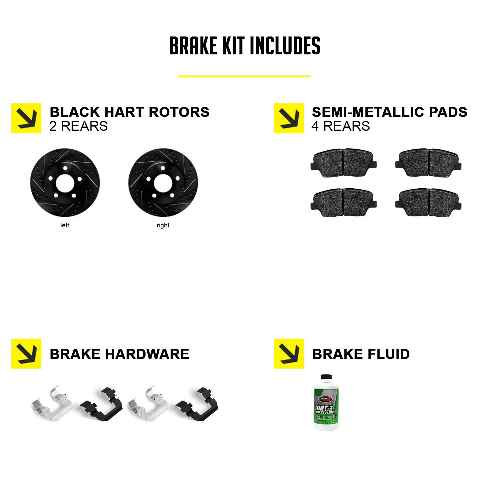 R1 Concepts Rear Brake Pads and Rotors Kit - Semi Metallic Brake Pads, Rotors & Hardware Kit (BHC1.42043.43) | Perfect for Truck, SUV & Sedan Brake Replacement & Performance Upgrades