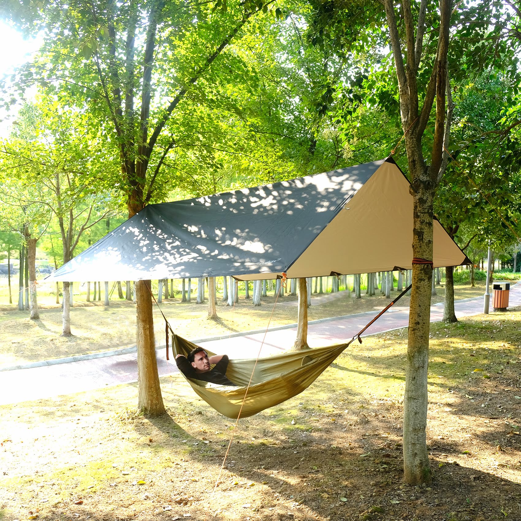 Clostnature Waterproof Camping Tarp - Ultralight Hammock Rain Fly & Heavy Duty Tent Shelter for Backpacking, Hiking | Lightweight Outdoor Gear for Rain Protection, Picnics & Emergency Survival