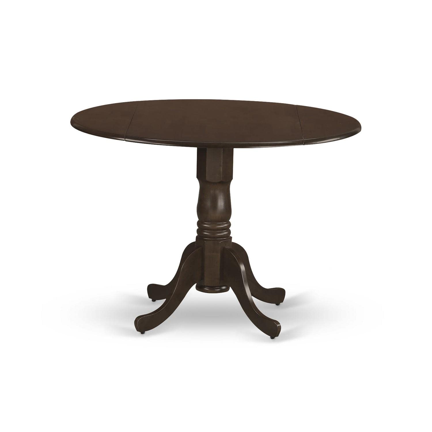 East West Furniture DLVA5-ESP-C 5-Piece Round Dining Set with Drop Leaf Table & 4 Upholstered Chairs, 42x42 Inch, Espresso - Perfect for Small Spaces, Breakfast Nooks & Cozy Apartment Dining