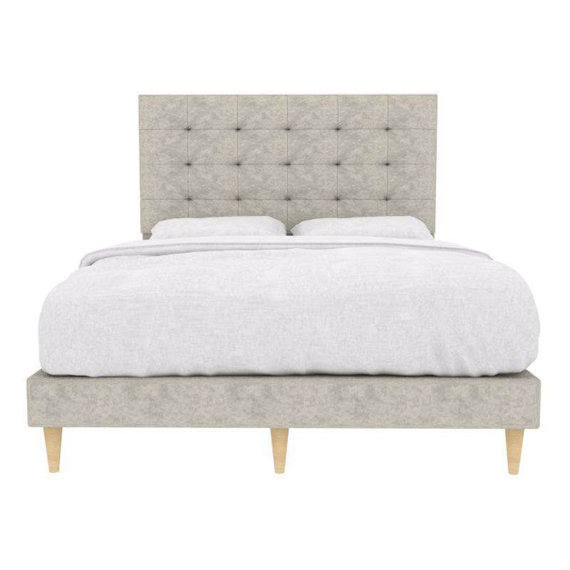 Modern Edith Fabric Bed Frame - Queen Size Upholstered Platform Bed with Wooden Slats - Perfect for Bedroom, Guest Room, and Dormitory Use