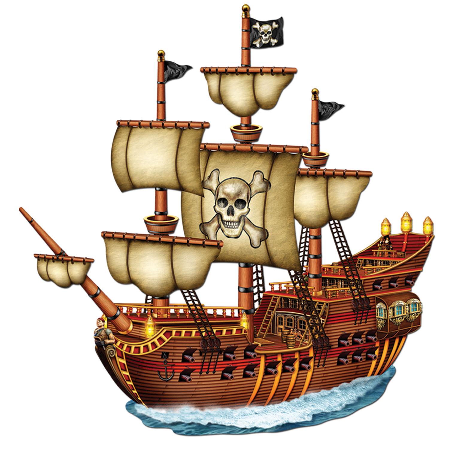 12 Pack Beistle Jointed Pirate Ship Party Decorations - Hanging Pirate Ship Cutouts for Halloween, Pirate Themed Birthday Party & Nautical Decor - Perfect for Kids Room, Classroom & Party Backdrop