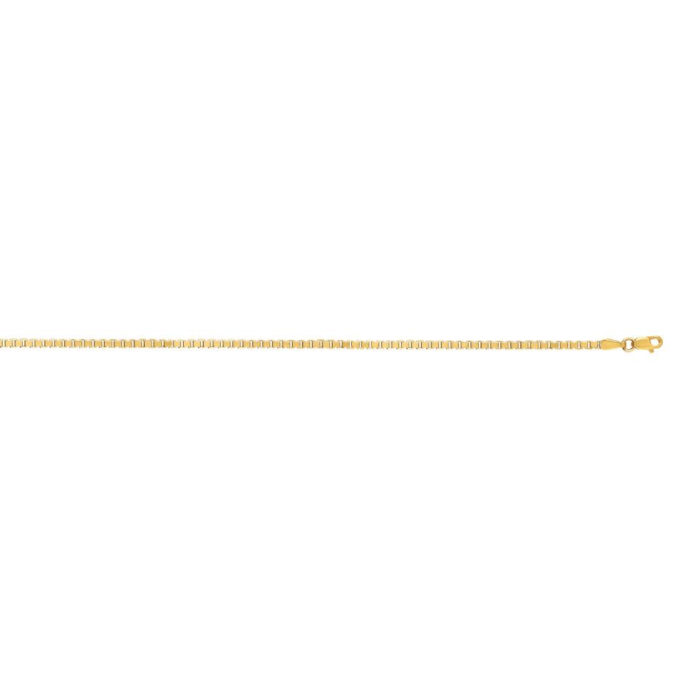 14K Gold 2.1mm Semi-Solid Box Chain Necklace for Women - Durable Luxury Jewelry for Everyday Wear, Gifts & Special Occasions
