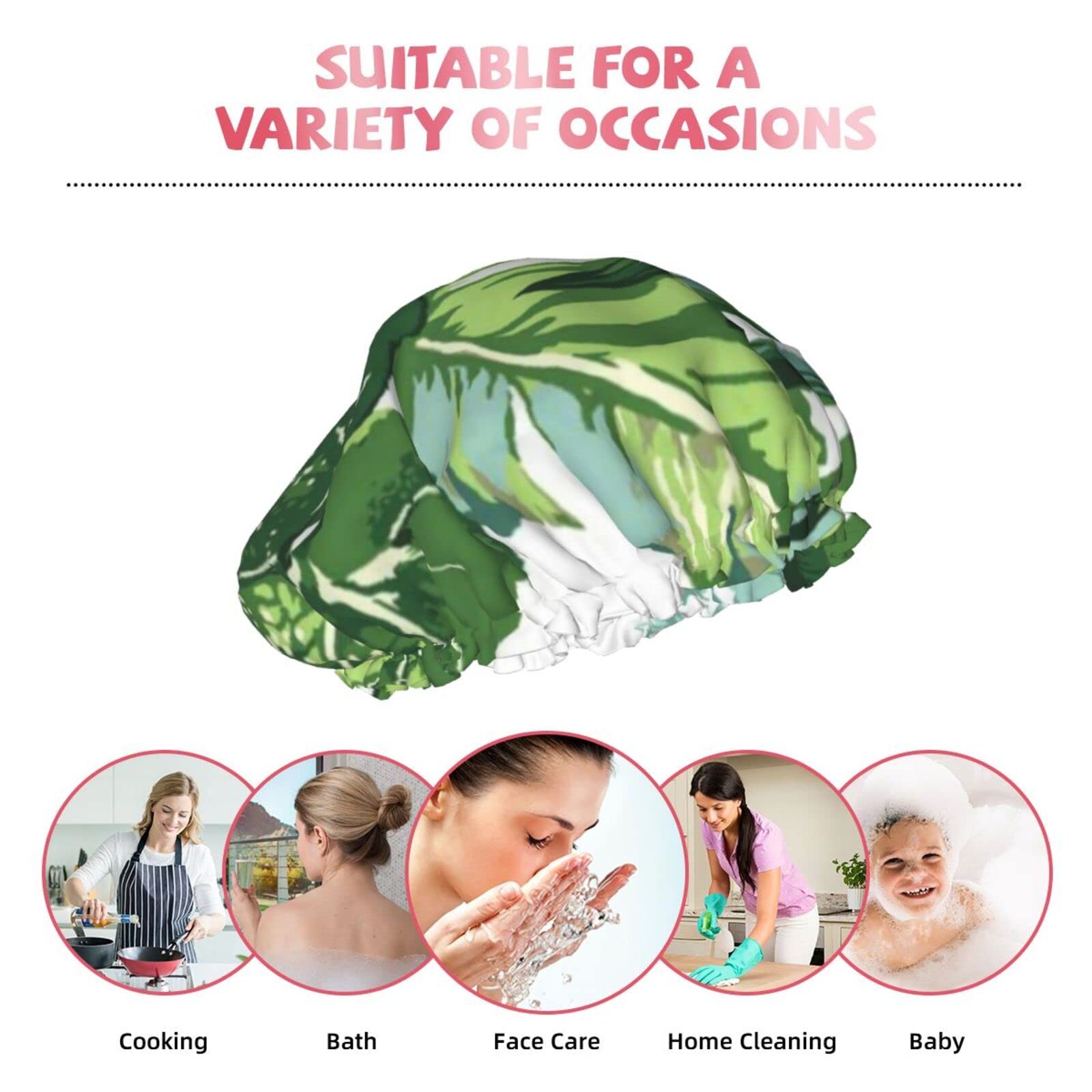 Waterproof Reusable Shower Cap for Women - Cute Banana Leaf Design Double Layer Bathing Hair Cap | Perfect for Shower, Spa, Swimming & Hair Care