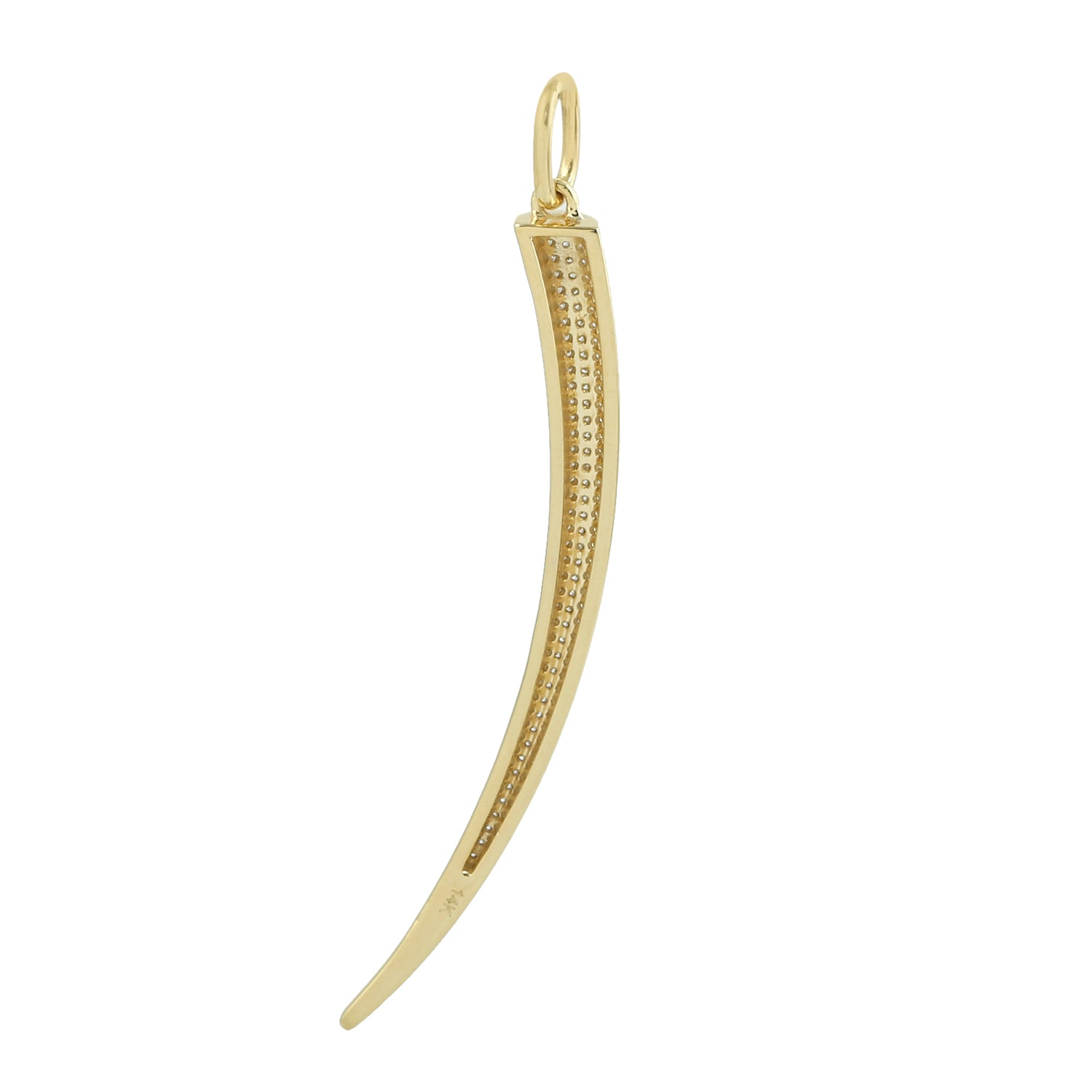 14K Yellow Gold Micro Pave Diamond Horn Charm Pendant - Elegant Jewelry Gift for Women, Perfect for Birthdays, Anniversaries & Special Occasions
