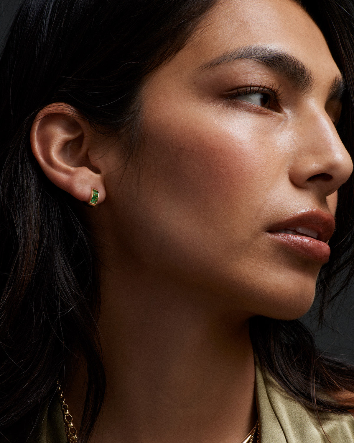 Baguette Tsavorite Huggie Earrings - True Love Dangle Hoops for Women | Perfect for Weddings, Date Nights & Special Occasions