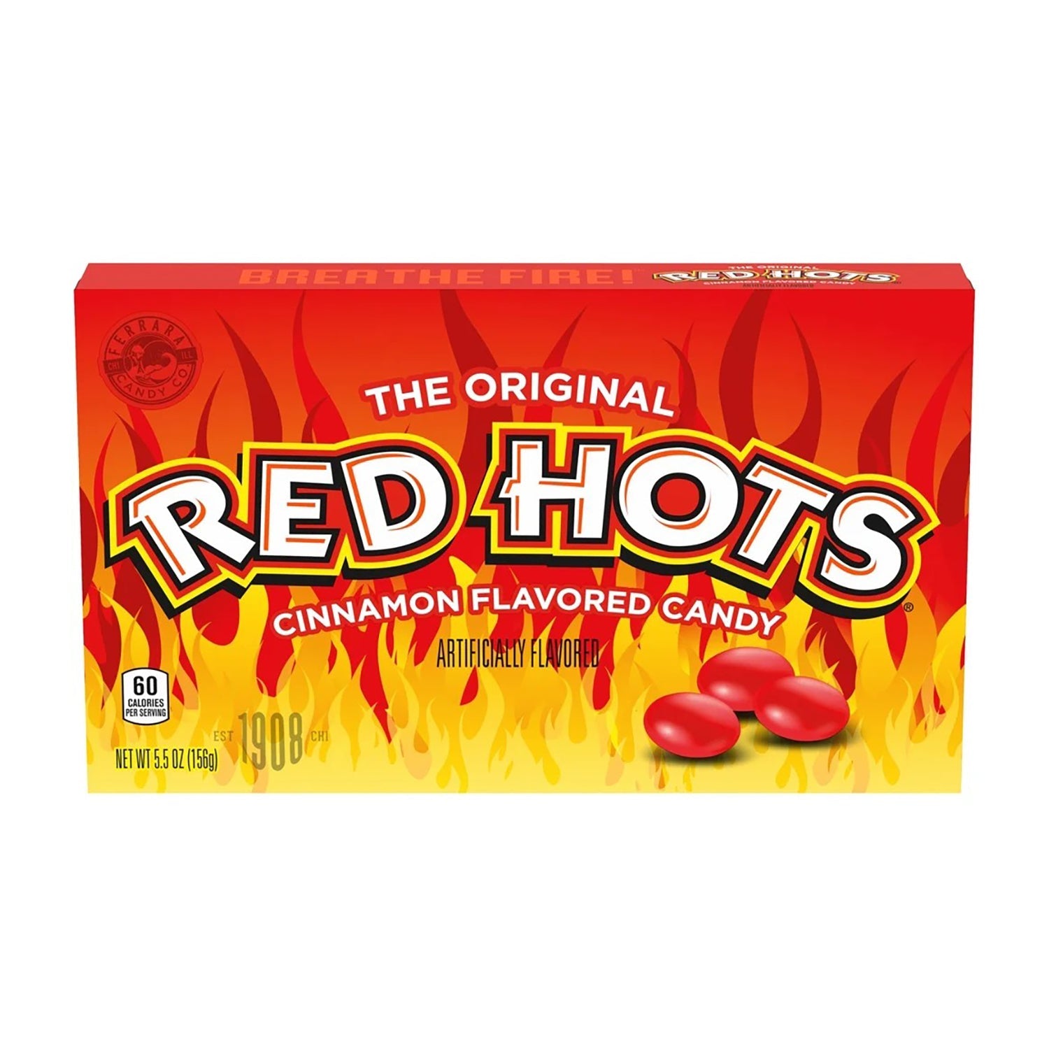 Ferrara Red Hots Candy Box - 5.5oz (12 Count) - Perfect for Halloween Treats, Party Favors & Office Snacks