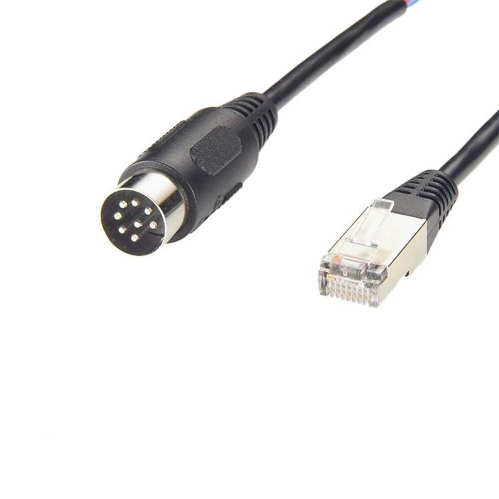 RJ45 Male to 8 Pin DIN Male Straight Ethernet Cable - 1M/3.3ft Network Cable for CCTV, Audio Equipment & Industrial Applications