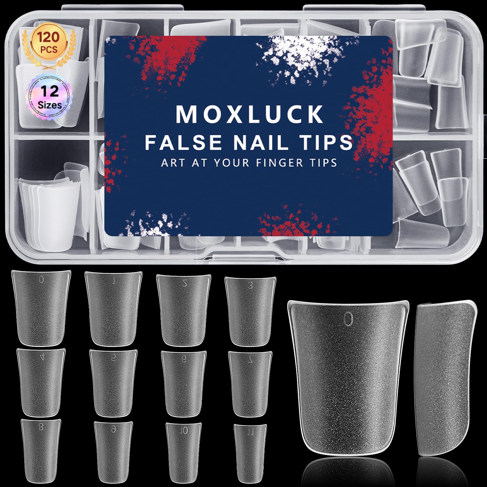 Duck Nail Tips Full Cover - 120Pcs Curved Acrylic False Nails for Extensions | Wide Short French Fake Nails DIY Kit with 12 Sizes | Perfect for Home Manicures, Salon Nail Art & Professional Nail Extensions