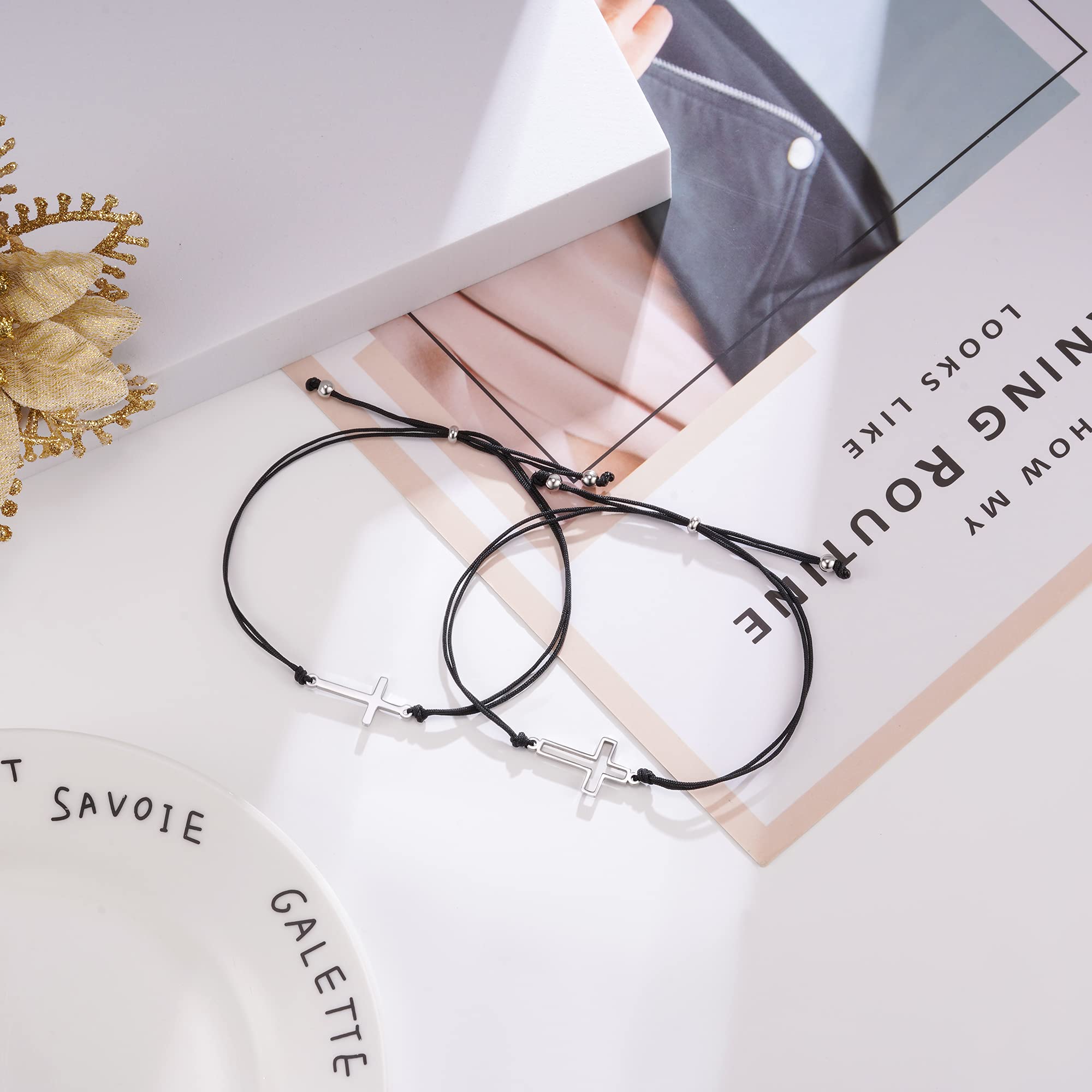 Tarsus Cross Matching Bracelets Set - Gifts for Dad, Mom, Christmas & Birthday - Perfect for Couples, Parents & Loved Ones (Anniversary, Valentine's Day, Wedding Gift Idea)