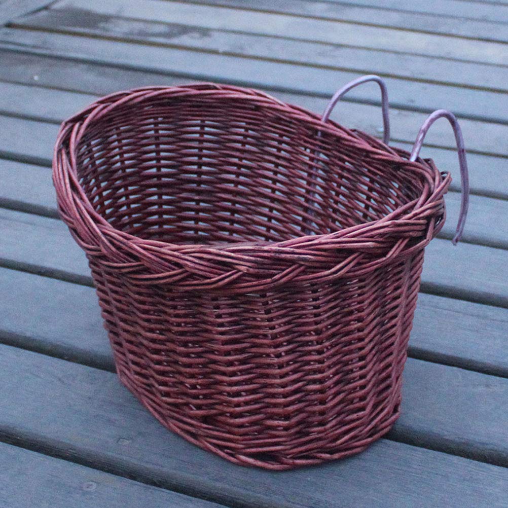 Handmade Natural Rattan Detachable Bicycle Basket for Front Handlebar - Wicker Bike Storage Basket (Brown) | Perfect for Groceries, Picnics & Commuting