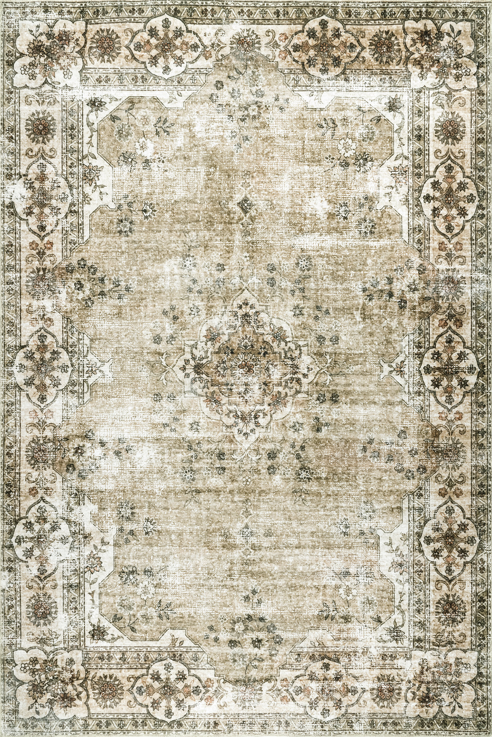 Audrina Persian Washable Rug - Soft & Durable Beige Area Rug for Living Room, Bedroom, Dining Room - Easy to Clean & Stain Resistant