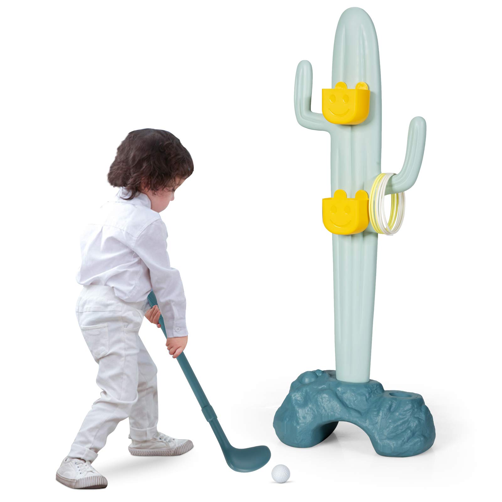 Costzon 3-in-1 Toddler Basketball Hoop & Golf Stand - Indoor/Outdoor Kids Activity Center for Sports & Play