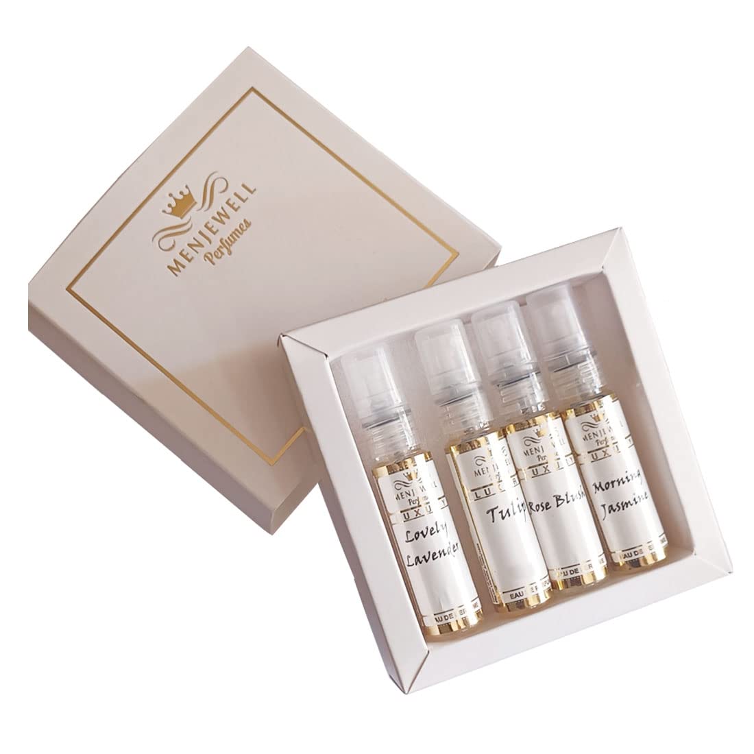 Premium Men's Perfume Gift Set - 4 Pack Long Lasting Eau de Parfum (10ml Each) with Tulip, Lavender, Rose & Jasmine Scents - All Day Fresh Fragrance for Work, Date Night & Special Occasions