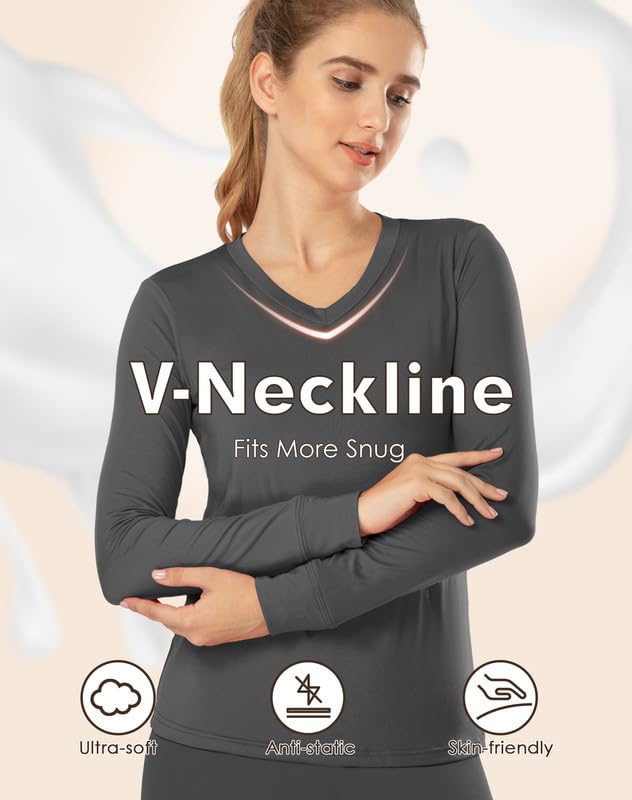 Women's Thermal Underwear Set - Fleece Lined Long Johns Base Layer for Cold Weather | Winter Pajamas, Outdoor Activities & Layering