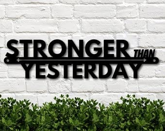 Stronger Than Yesterday Gym Wall Art - Motivational Workout Quotes & Inspirational Decor for Home Gym, Fitness Room & Office | Unbranded