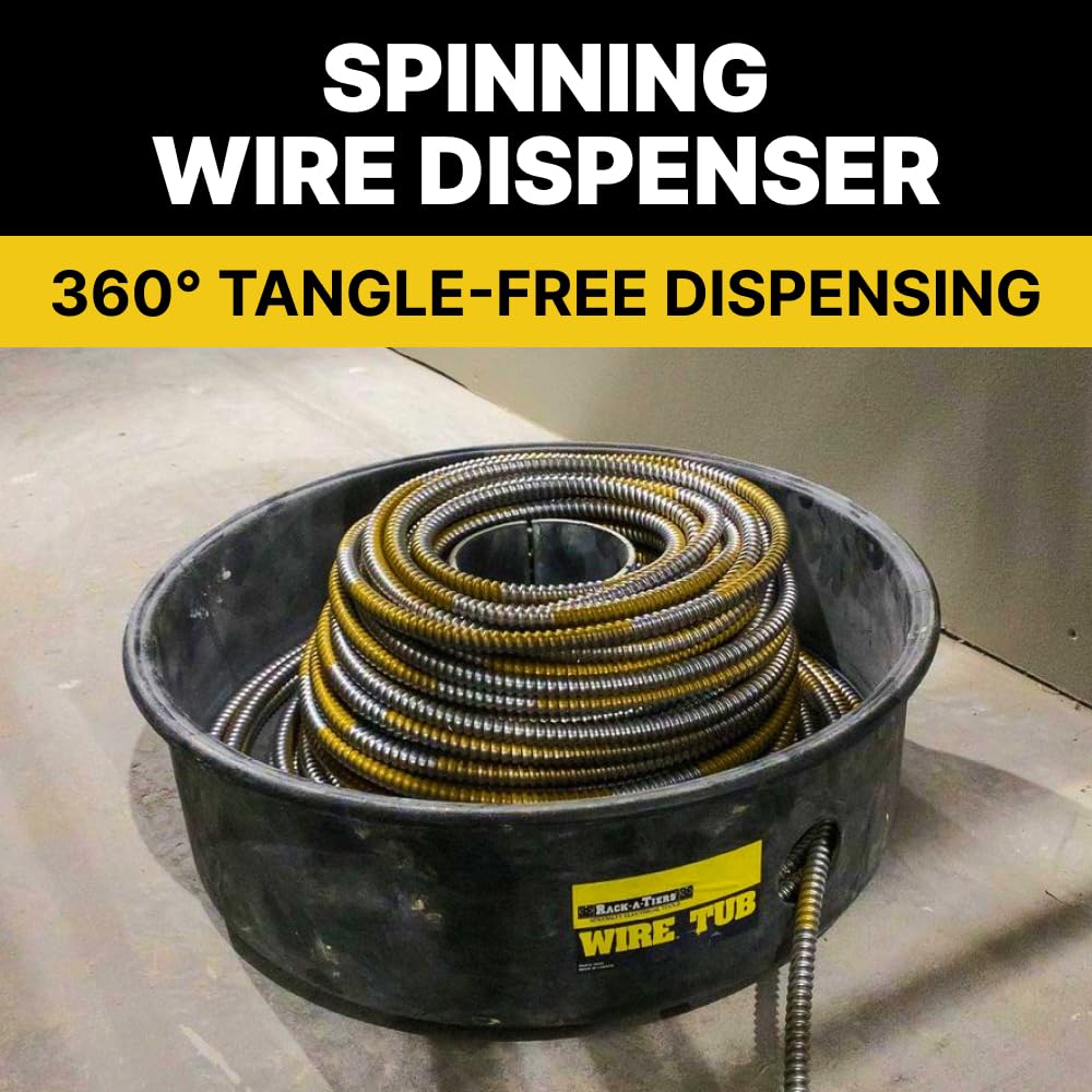Rack-A-Tiers 18455 Wire Tub - Heavy Duty Coil Wire Dispenser for Electricians & DIY Projects | Perfect for Organizing and Dispensing Electrical Wires in Workshops & Job Sites