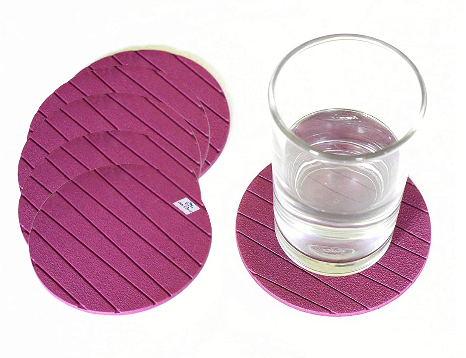 Heart Home Soft EVA Foam Non-Slip Heat Insulation Coasters Set of 6 - Purple Coaster Pads for Tea, Coffee, Mugs, Beer Cans & Bar Glasses | Perfect for Dining Table, Kitchen Counter & Office Desk