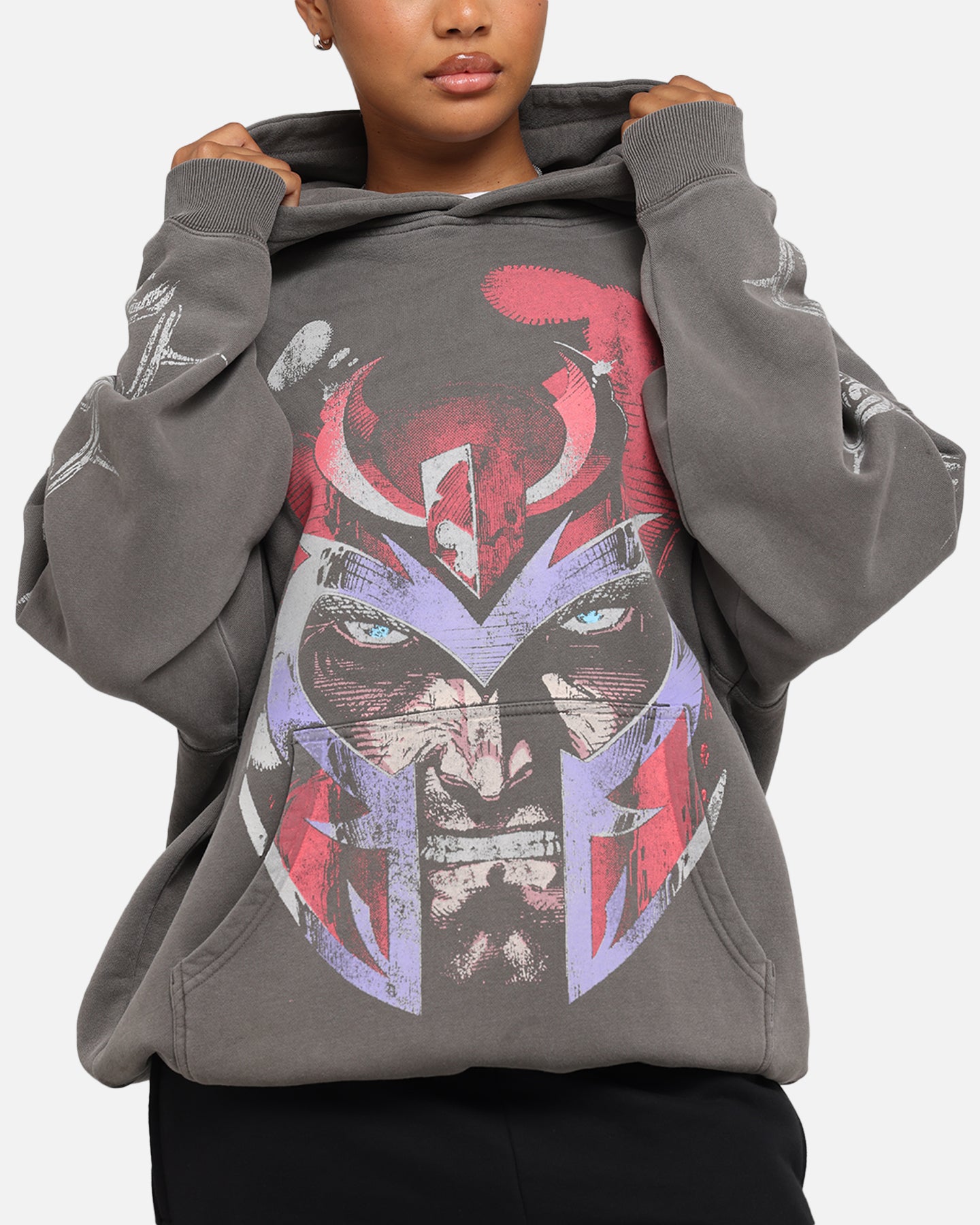 Marvel X-Men Magneto Premium Hoodie - Washed Charcoal - American Thrift - Superhero Cosplay & Casual Wear