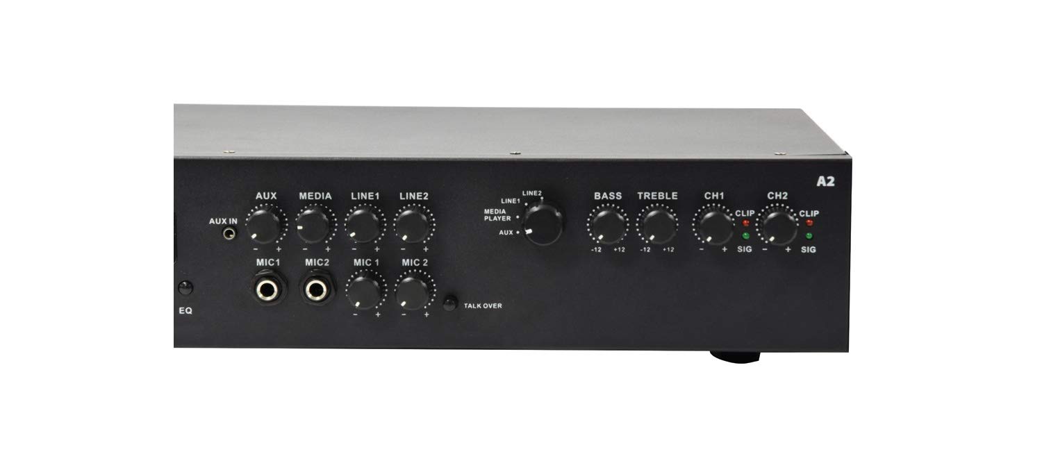 Adastra 200W Stereo PA Amplifier with FM Radio, USB, SD Card & Bluetooth - 2 Channel Power Amplifier for DJ, Karaoke, Party & Live Performances