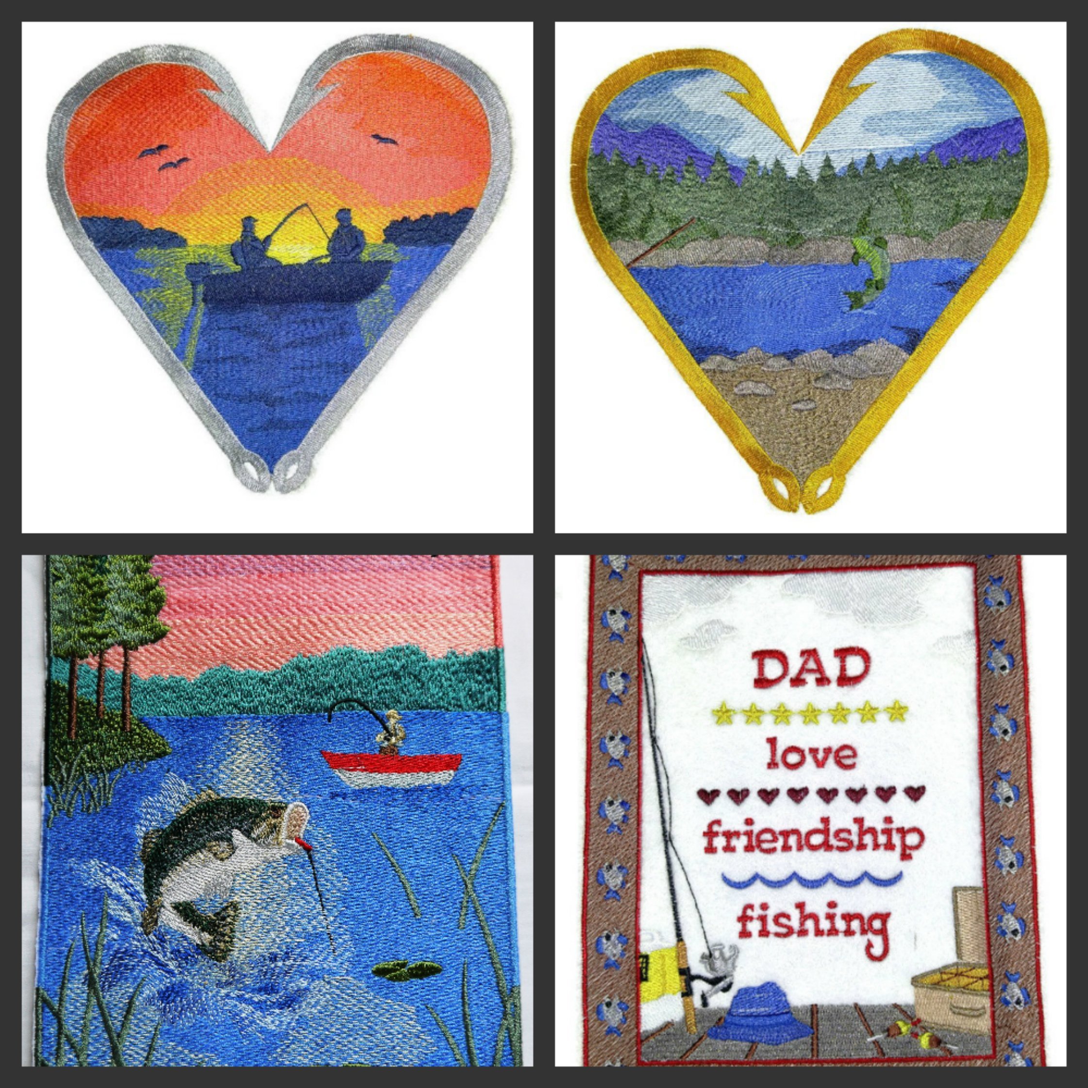 Custom Embroidered Fishing Heart Boat Iron-On/Sew Patch - 8
