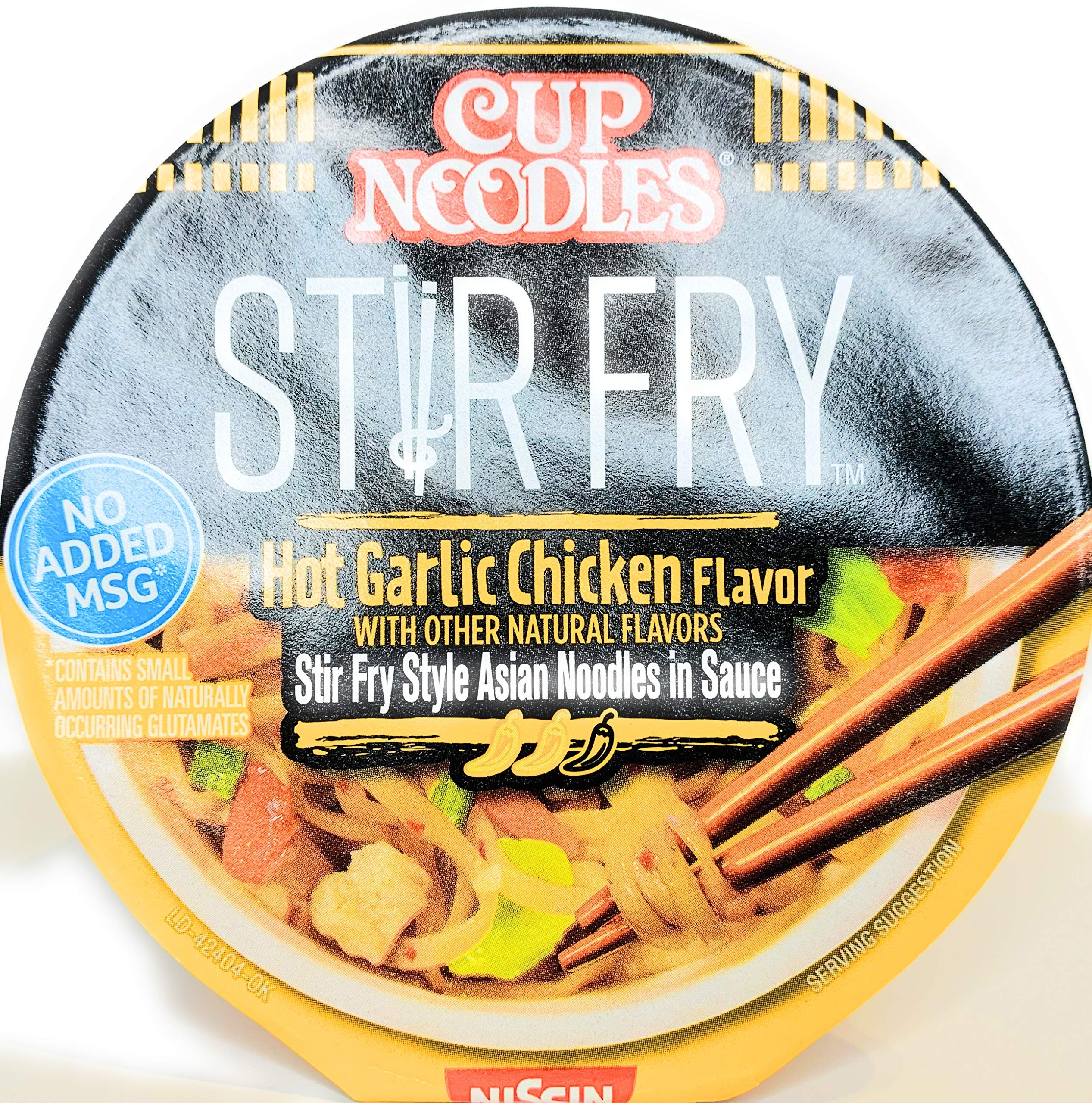 Hot Garlic Chicken Stir Fry Asian Noodles in Sauce - Pack of 6 | Instant Cup Noodles for Quick Lunch, Office Snack & Emergency Meals | Authentic Asian Flavor