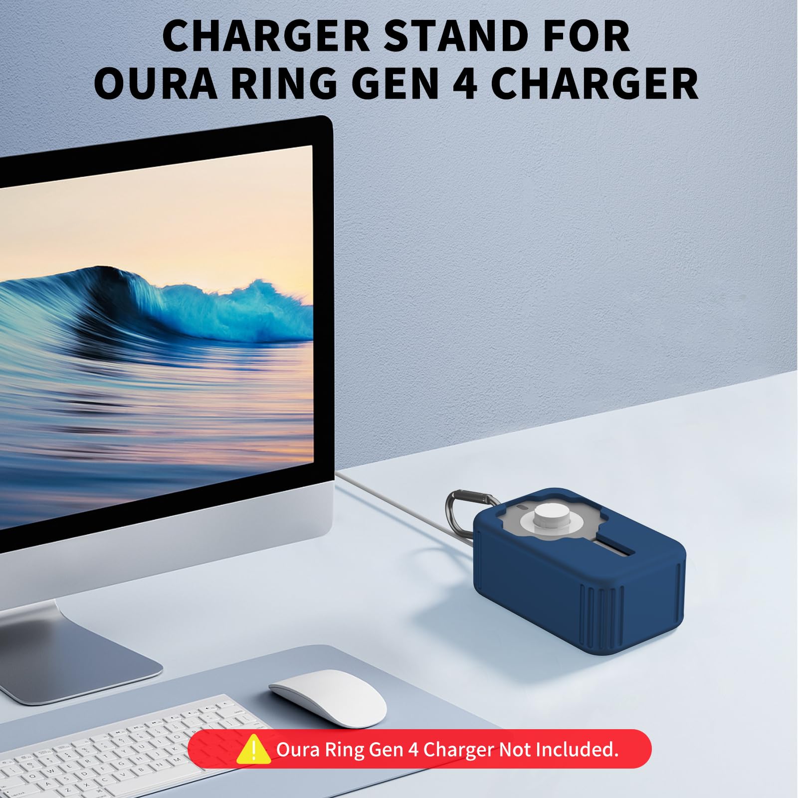 Silicone Charger Protector Cover for Oura Ring 4 Charger - Shockproof Case Compatible with Oura Ring Charger Sizes 4-15 (Deep Blue) - Perfect for Travel, Gym & Everyday Protection