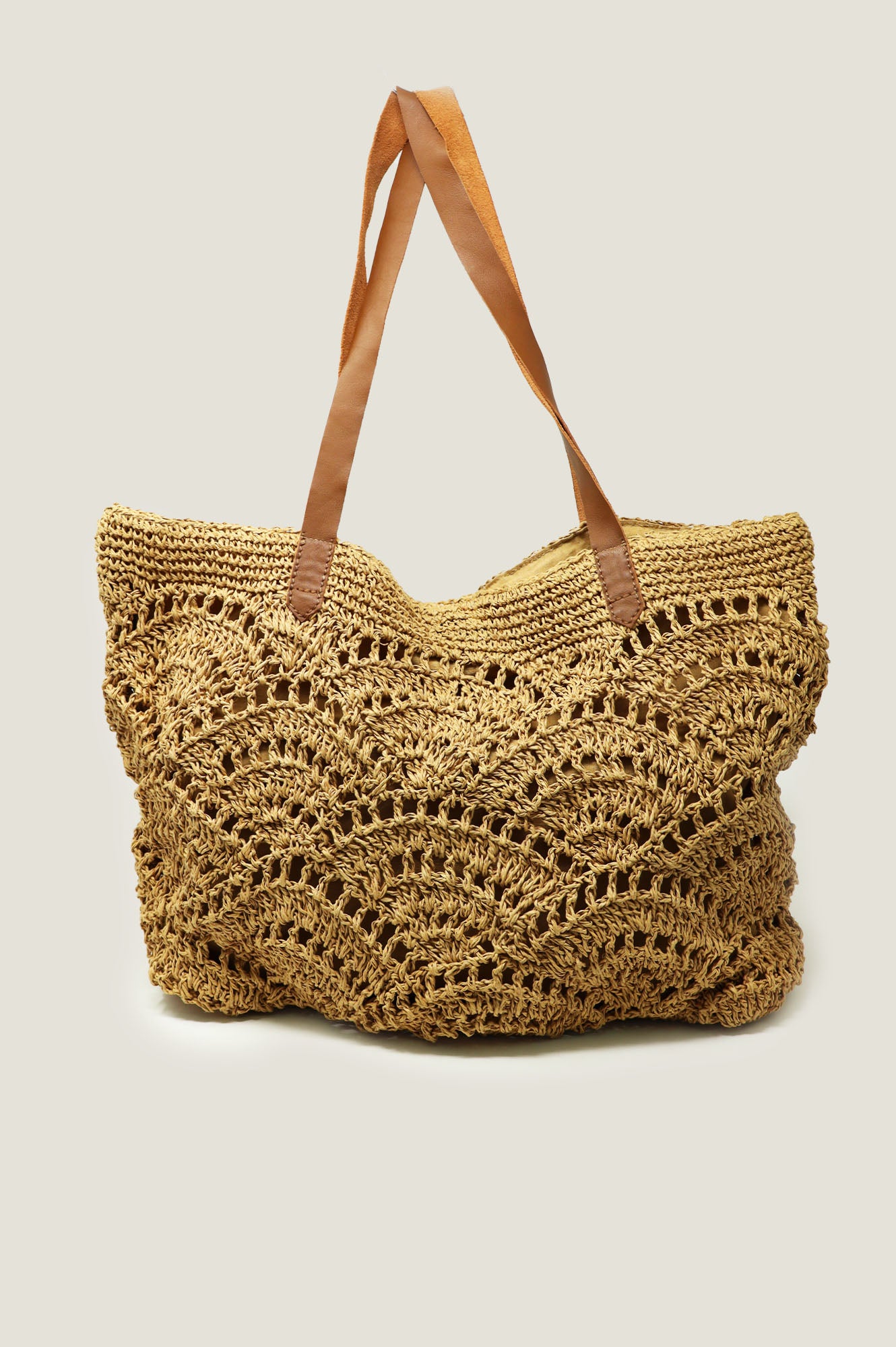 Natural Raffia Crochet Beach Bag - Handmade Straw Tote for Women | Perfect for Summer Vacation, Pool Party & Beach Accessories