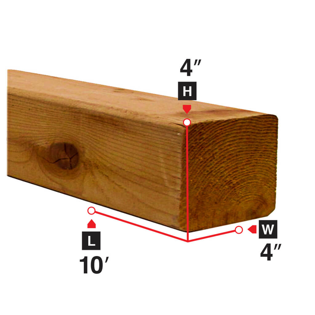 4x4x10 ft Brown Pressure Treated Lumber - Outdoor Fence Posts, Deck Framing, Raised Garden Beds & Structural Support