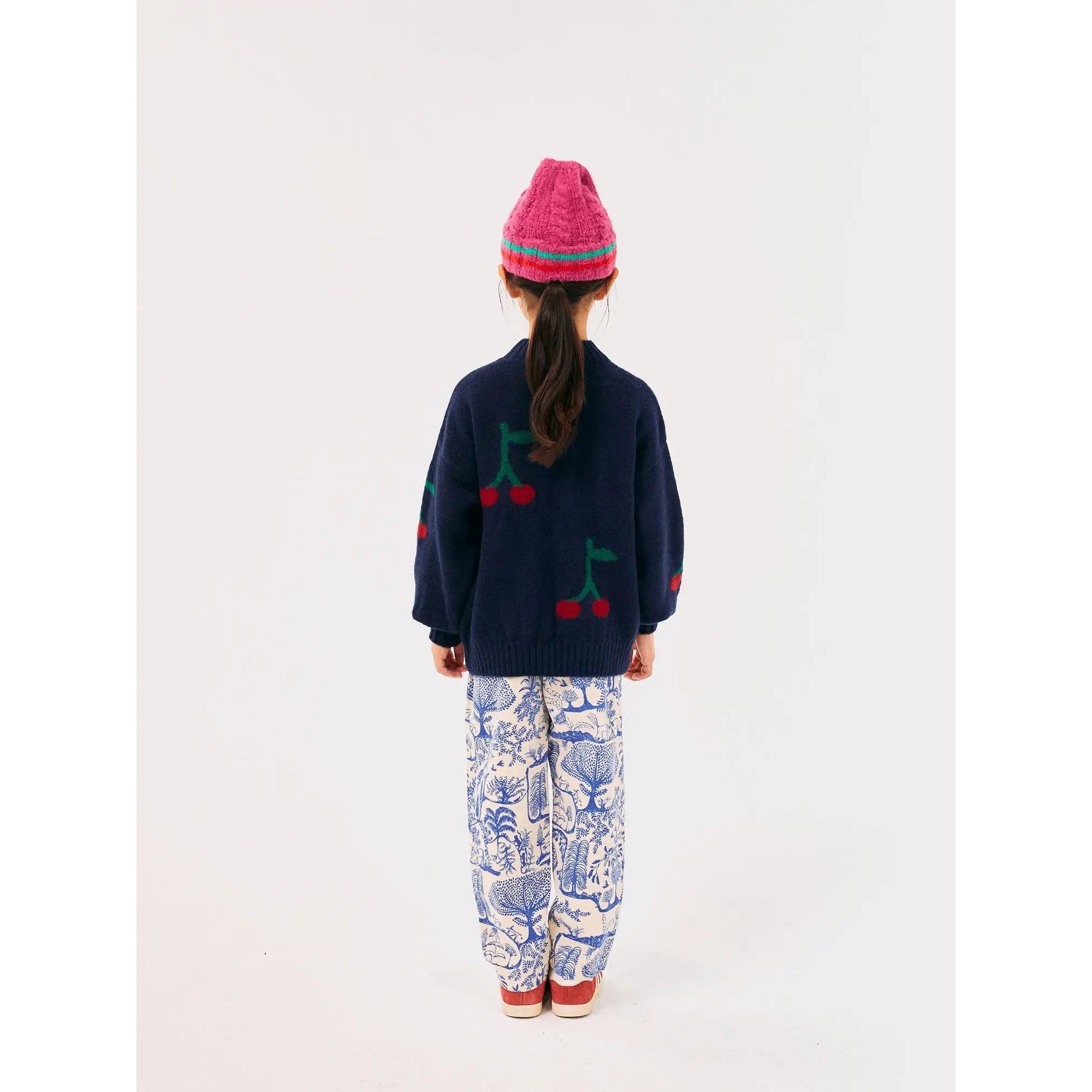 Bobo Choses Bobo Cherry Print Turtle Neck Jumper - Navy Blue Sweater for Women | Cozy Winter Fashion, Casual Outfit & Holiday Style