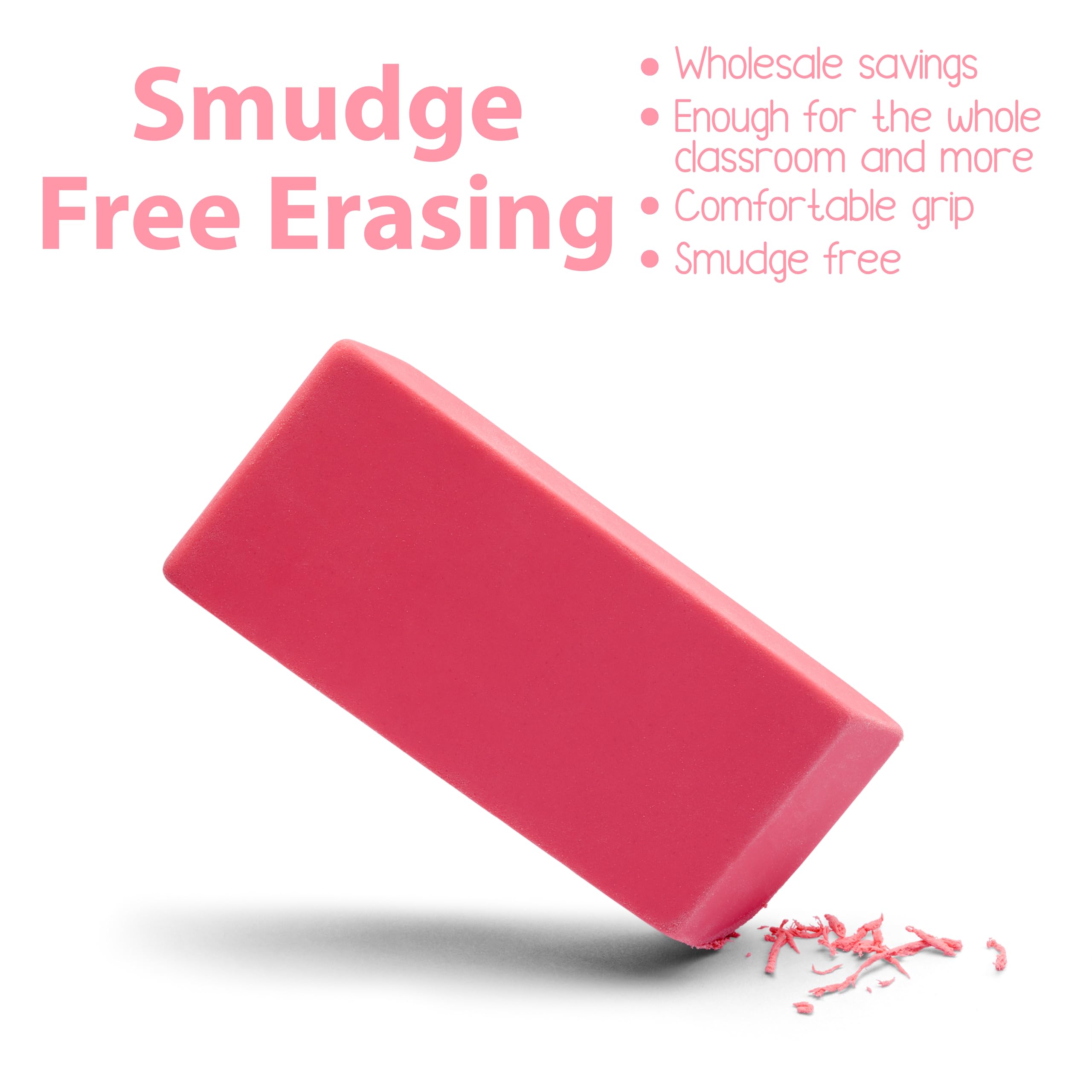 Bulk Pink Erasers - 100 Pack for School, Office & Art Supplies - Perfect for Kids, Students & Teachers - Classroom Essentials & Homework Help