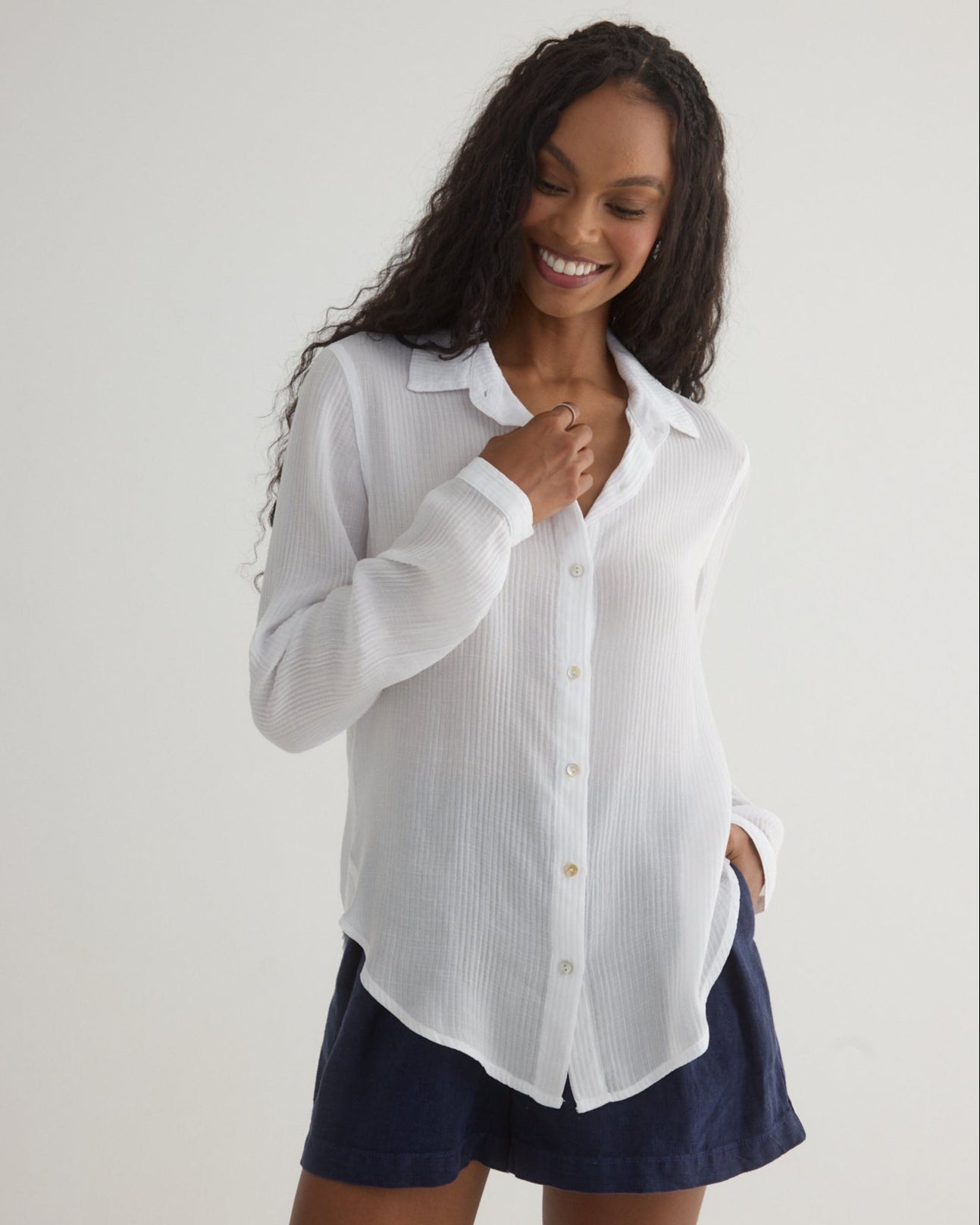 Men's White Clean Front Button Down Shirt - Classic Casual Dress Shirt for Office, Business & Formal Events