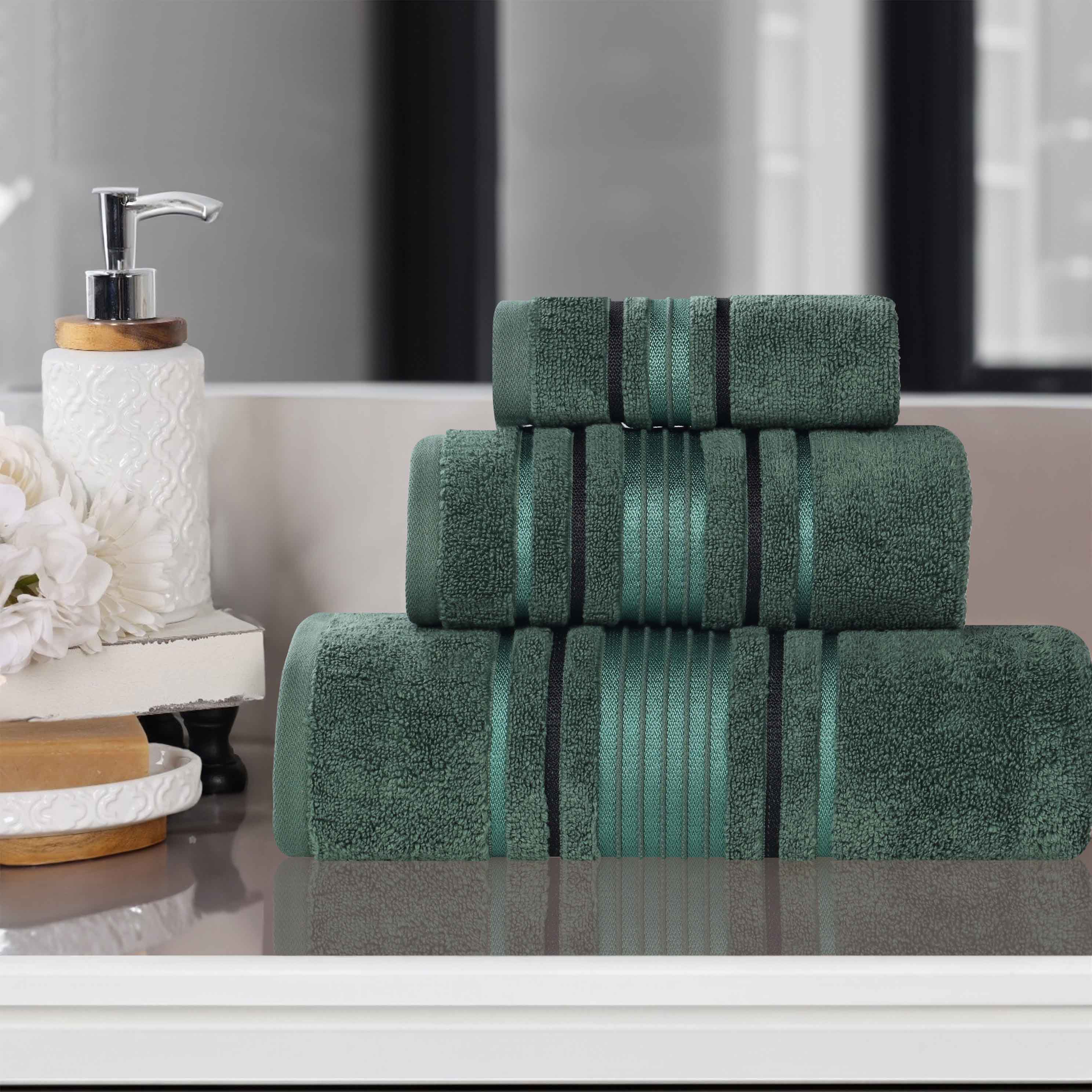 Premium Sadie Zero Twist Cotton 3-Piece Towel Set with Elegant Floral Motif - Ultra Soft & Absorbent Bath Towels for Spa, Guest Bathroom & Luxury Home Decor
