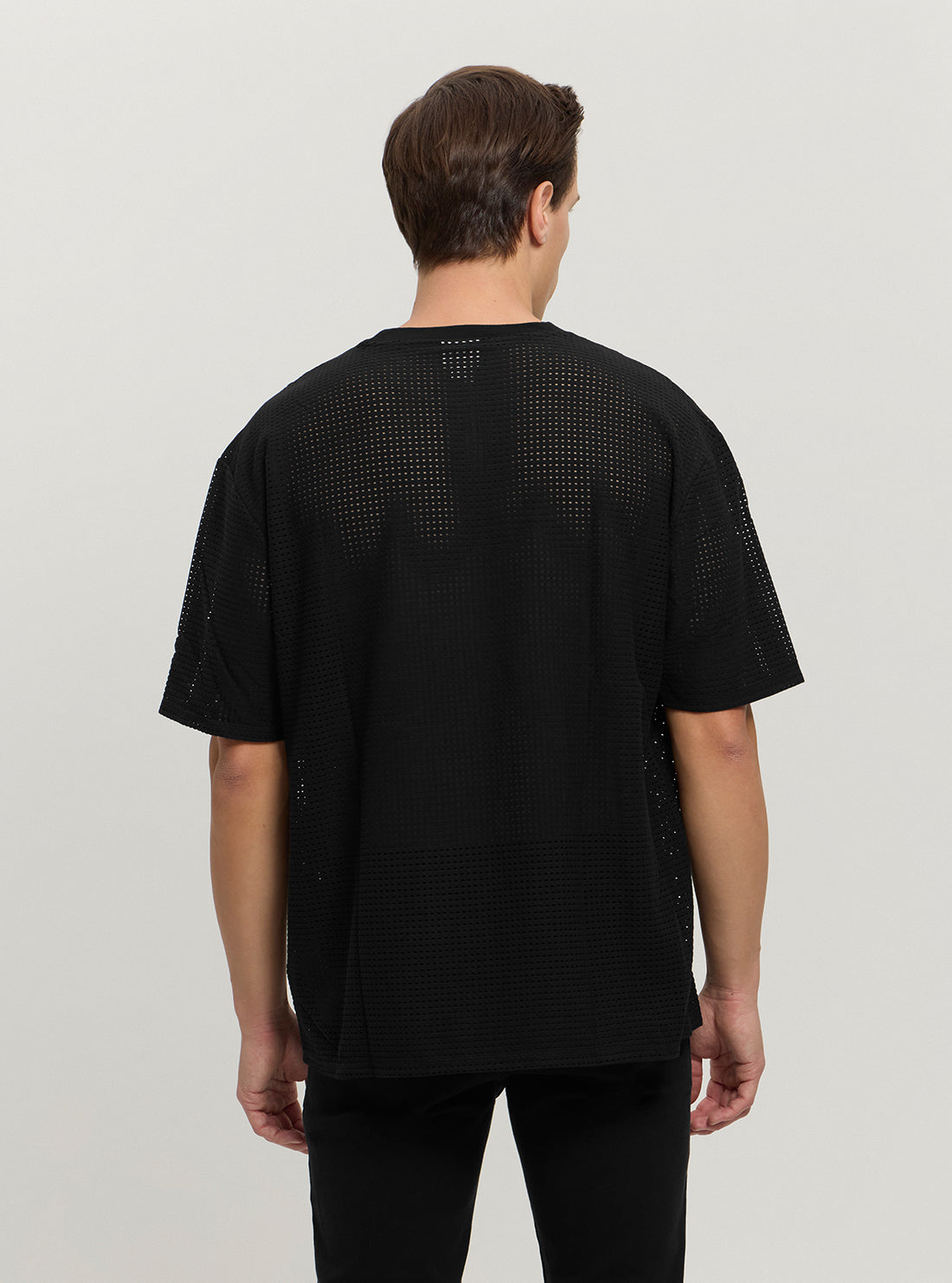 Guess Originals Black Mesh T-Shirt for Men - Breathable & Stylish Casual Tee for Summer, Gym, and Everyday Wear