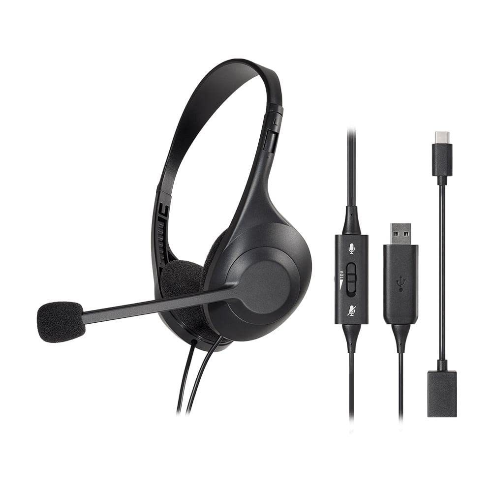 Audio-Technica ATH-102USB Dual-Ear USB Headset with Adjustable Microphone - Noise Cancelling for Home Office, Remote Work & Online Learning (Black) | Ideal for Zoom Calls, Webinars & Virtual Classrooms