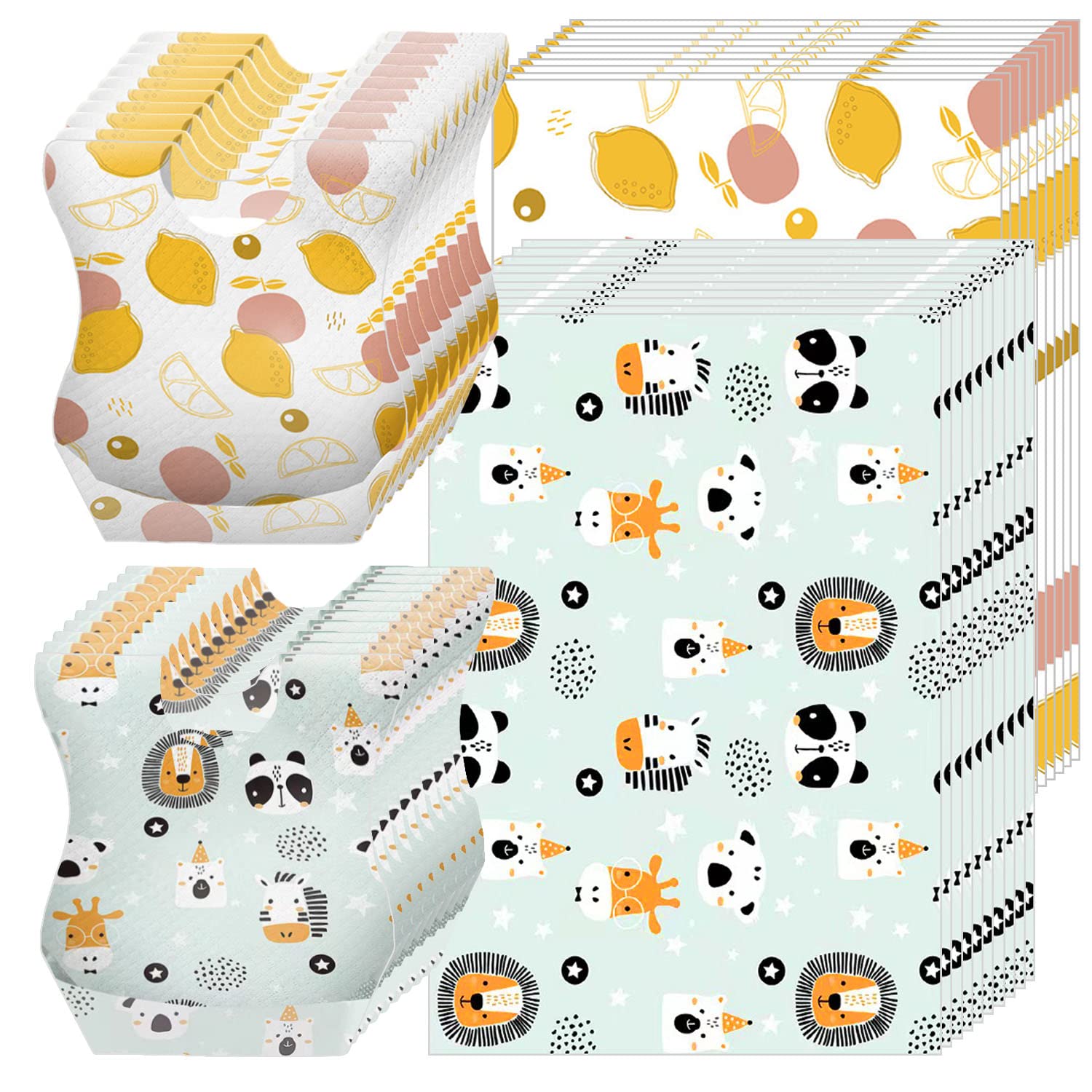 40 Pcs Disposable Baby Bibs & Placemats Set - Waterproof & Leakproof for Infants & Toddlers - Perfect for Travel, Outdoor Dining & Mess-Free Feeding at Restaurants